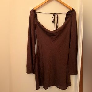 Brown satin mini dress